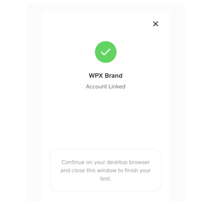 A screenshot shows the dialog box of the approved Cash App linked account.