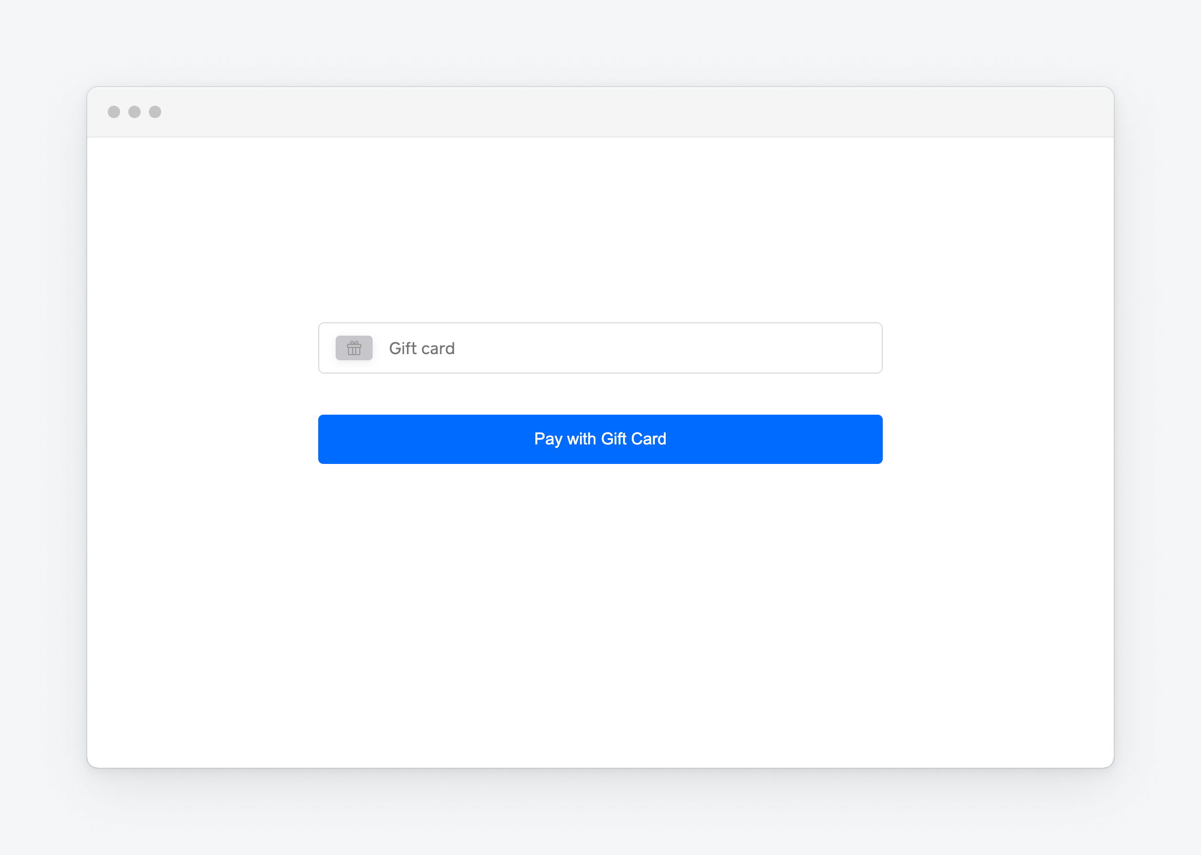 A graphic showing a typical gift card input layout for Web Payments SDK integrations.