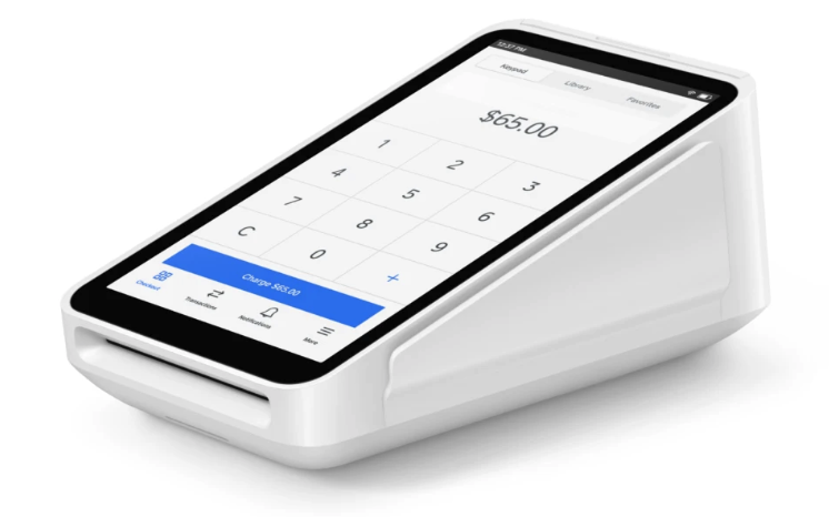 An image of a Square Terminal T2 showing a charge of $65.00 USD on the screen.