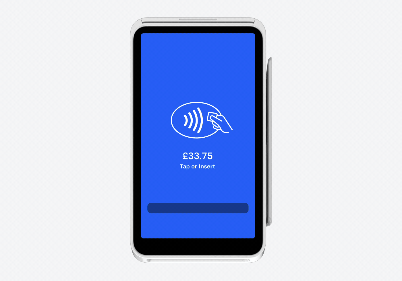 An animation of the Square Terminal accepting a card and showing the receipt options screen.